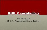 UNIt 2 vocabulary Mr. Vasquez AP U.S. Government and Politics.