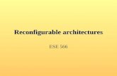Reconfigurable architectures ESE 566. Outline Static and Dynamic Configurable Systems –Static SPYDER, RENCO –Dynamic FIREFLY, BIOWATCH PipeRench: Reconfigurable.