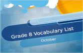 Grade 8 Vocabulary List October.