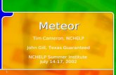 1 MeteorMeteor Tim Cameron, NCHELP John Gill, Texas Guaranteed NCHELP Summer Institute July 14-17, 2002.