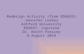 1 Redesign Activity (from EDU655) Jennifer Luther Ashford University EDU697: Capstone Dr. Keith Pressey 4 August 2014.