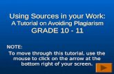 Using Sources in your Work: A Tutorial on Avoiding Plagiarism GRADE