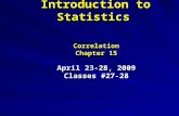 Introduction to Statistics Introduction to Statistics Correlation Chapter 15 April 23-28, 2009 Classes #27-28.