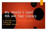 Why Should I Care? RDA and Your Library DR. SONIA ARCHER-CAPUZZO, CATALOGER, LECTURER, LIBRARIAN OCTOBER 23, 2015 NCLA CONFERENCE, GREENSBORO, NC.