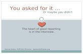Jeanne Acton, ILPC/UIL Director – Or maybe you didn’t You asked for it … The heart of good reporting is in the interview.