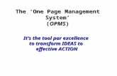 The ‘One Page Management System’ (OPMS) It’s the tool par excellence to transform IDEAS to effective ACTION.