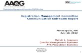 Company Confidential Registration Management Committee (RMC) Meeting 11 Registration Management Committee Communication Sub-team Report Minneapolis, MN.