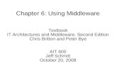 Chapter 6: Using Middleware Textbook IT Architectures and Middleware, Second Edition Chris Britton and Peter Bye AIT 600 Jeff Schmitt October 20, 2008.
