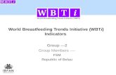 World Breastfeeding Trends Initiative (WBTi) Indicators Group ---2 Group Members ---- FSM Republic of Belau.