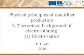 Physical principles of nanofiber production 3. Theoretical background of electrospinning (1) Electrostatics D. Lukáš 2010 1.