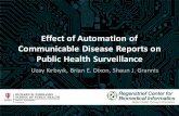 Effect of Automation of Communicable Disease Reports on Public Health Surveillance Uzay Kırbıyık, Brian E. Dixon, Shaun J. Grannis.