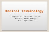 Chapter 1: Introduction to Medical Terminology Mrs. Spearman