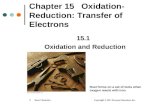 Basic Chemistry Copyright © 2011 Pearson Education, Inc. 1 Chapter 15 Oxidation- Reduction: Transfer of Electrons 15.1 Oxidation and Reduction Rust forms.