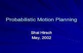 Probabilistic Motion Planning Shai Hirsch May, 2002.