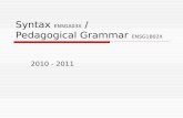 Syntax ENSGA03X / Pedagogical Grammar ENSG1B02X 2010 - 2011.