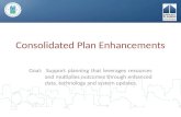 Consolidated Plan Enhancements Goal: Support planning that leverages resources and multiplies outcomes through enhanced data, technology and system updates.
