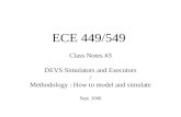 ECE 449/549 Class Notes #3 DEVS Simulators and Executors / Methodology : How to model and simulate Sept. 2008.