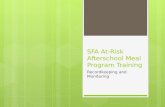 SFA At-Risk Afterschool Meal Program Training Recordkeeping and Monitoring.