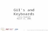 Pervasive Computing MIT 6.883 SMA 5508 Spring 2006 Larry Rudolph 1 GUI’s and Keyboards Larry Rudolph March 13, 2006.