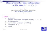 JPS 2003 in Sendai 2003.3.28 Measurement of spectral function in the decay 1. Motivation ~ Muon Anomalous Magnetic Moment ~ 2. Event selection 3. mass.