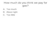 How much do you think we pay for gas? A.Too much B.About right C.Too little.