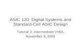 ASIC 120: Digital Systems and Standard-Cell ASIC Design Tutorial 3: Intermediate VHDL November 9, 2005.