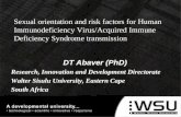 Sexual orientation and risk factors for Human Immunodeficiency Virus/Acquired Immune Deficiency Syndrome transmission DT Abaver (PhD) Research, Innovation.