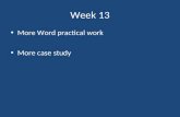 Week 13 More Word practical work More case study.