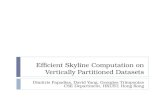 Efficient Skyline Computation on Vertically Partitioned Datasets Dimitris Papadias, David Yang, Georgios Trimponias CSE Department, HKUST, Hong Kong.