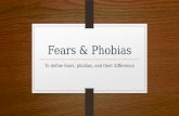 Fears & Phobias To define fears, phobias, and their difference.