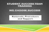 STUDENT SUCCESS TEAM TRAINING WE CHOOSE SUCCESS Rationale, Procedures and Support.