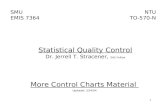 1 SMU EMIS 7364 NTU TO-570-N More Control Charts Material Updated: 3/24/04 Statistical Quality Control Dr. Jerrell T. Stracener, SAE Fellow.