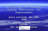Utilizing the Patient Safety Indicators for Improvement Anita Gottlieb, MA, APN, CPHQ St. Joseph’s Mercy Health System Hot Springs, Arkansas.