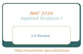 MAT 3724 Applied Analysis I 1.0 Review