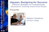 Jigsaws: Designing for Success Effective Strategies for Undergraduate Geoscience Teaching Virtual Event Series Presenter Barbara Tewksbury Hamilton College.