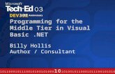DEV332 Programming for the Middle Tier in Visual Basic.NET Billy Hollis Author / Consultant.