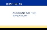 CHAPTER 19 ACCOUNTING FOR INVENTORY. 2 19-1 DETERMINING MERCHANDISE INVENTORY The largest asset of a merchandising business is Merchandise Inventory.