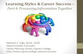 Learning Styles & Career Success – Part 4: Processing Information Together Kathleen E. High, M.Ed., GCDF Adjunct Career Counselor Career Planning Center,