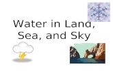 Water in Land, Sea, and Sky. Water covers nearly 75% of Earth. Land covers the other one-fourth of the surface.