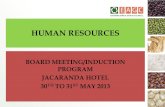 HUMAN RESOURCES BOARD MEETING/INDUCTION PROGRAM JACARANDA HOTEL 30 TH TO 31 ST MAY 2013.