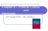 Chapter 8 – Political Culture and Ideologies 12 th Grade POD – Ms. Nestico.