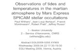 1 Observations of tides and temperatures in the martian atmosphere by Mars Express SPICAM stellar occultations Paul Withers 1, Jean-Loup Bertaux 2, Franck.