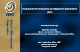 Introducing the Industrial Development Corporation (IDC) Presentation by: Raisibe Morathi Chief Investment Officer Industrial Development Corporation of.