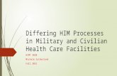 Differing HIM Processes in Military and Civilian Health Care Facilities HCMT 2030 Michele Sutherland Fall 2015.