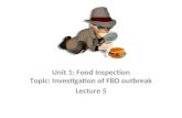 Unit 1: Food Inspection Topic: Investigation of FBD outbreak Lecture 5
