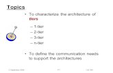 2 September 2008CIS 340 # 1 Topics tiersTo characterize the architecture of tiers –1-tier –2-tier –3-tier –n-tier To define the communication needs to.