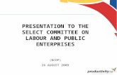 1 PRESENTATION TO THE SELECT COMMITTEE ON LABOUR AND PUBLIC ENTERPRISES (NCOP) 26 AUGUST 2009.