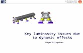 J. Pfingstner, LCWS13 Dynamic Imperfections November 12, 2013 Key luminosity issues due to dynamic effects Jürgen Pfingstner.
