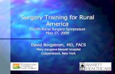 Surgery Training for Rural America Fourth Rural Surgery Symposium May 17, 2009 David Borgstrom, MD, FACS Mary Imogene Bassett Hospital Cooperstown, New.