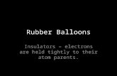 Rubber Balloons Insulators – electrons are held tightly to their atom parents.